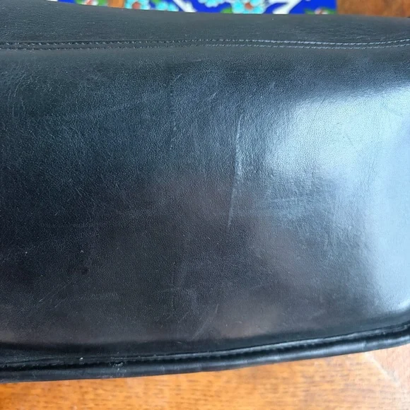 *RARE* Coach Sling Bag #9710 Black Leather NYC Vintage 1985 Turnlock Flap Bag - Picture 12 of 16